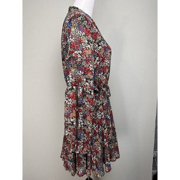 Entro Dress Sz M Floral Perfect for Fall Long Sleeves Tie Waist Button Up - Picture 6 of 16